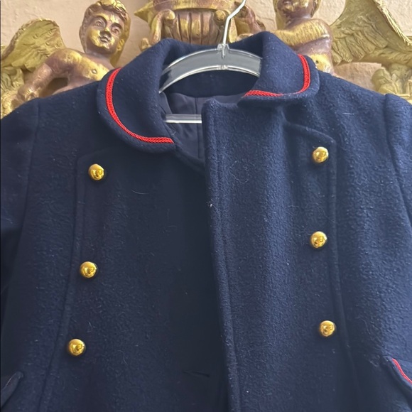 Vintage Rothschild’s classic navy wool coat with red trim and matching hat - Picture 2 of 9